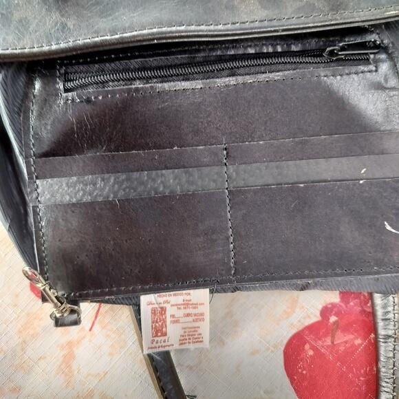 4715) Handmade Brown and White Hair on Cowhide Leather Tote Pacal Brand Mexico - Picture 11 of 11